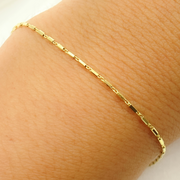 025R02E0TP0L8L Bracelet. 14k Solid Yellow Gold Diamond Cut Bars Link Bracelet